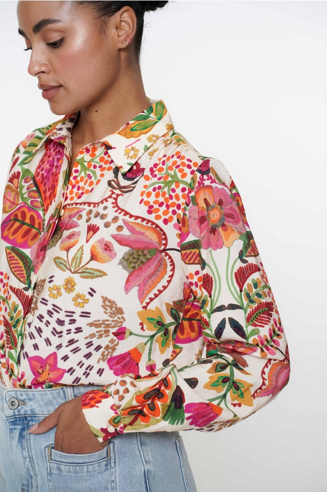 BLOUSE BOHEMISCHE PRINT 53255 20 Green/Orange
